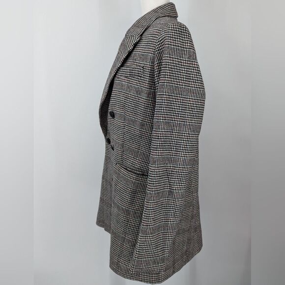 House of Harlow 1960 Houndstooth Wool Blend Double Breasted Blazer Coat Large - Picture 3 of 6